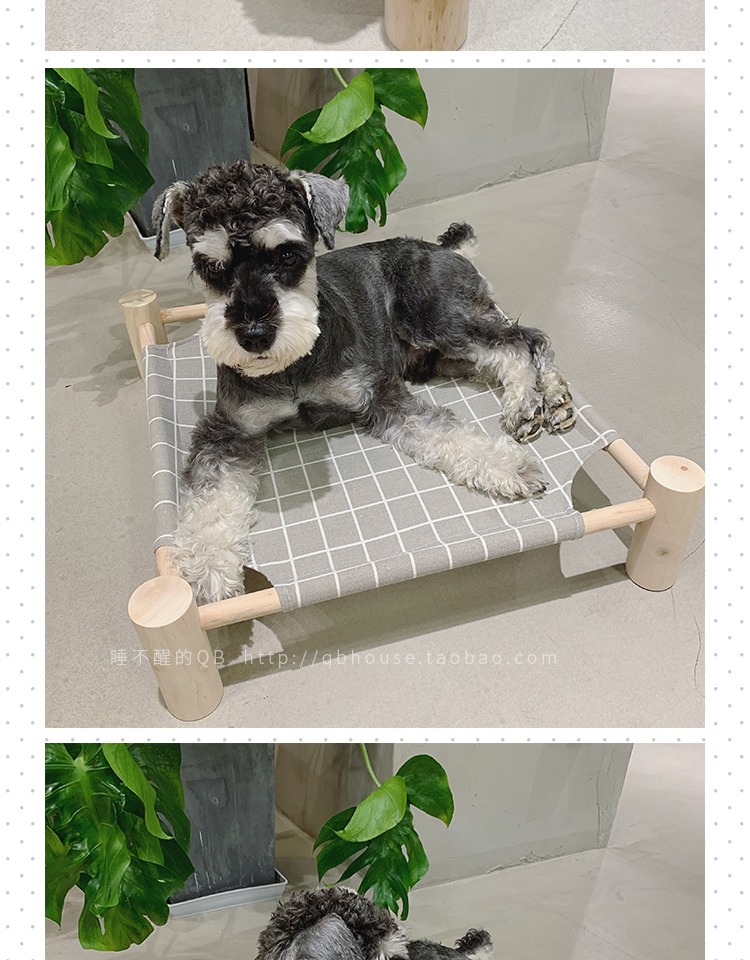 Vật nuôi QB ins mèo Bắc Âu xả gỗ rắn Teddy chó giường khỏi mặt đất nệm gỗ có thể giặt được giường cắm trại bốn mùa võng - Cat / Dog hàng ngày Neccessities Máng ăn cho chó con