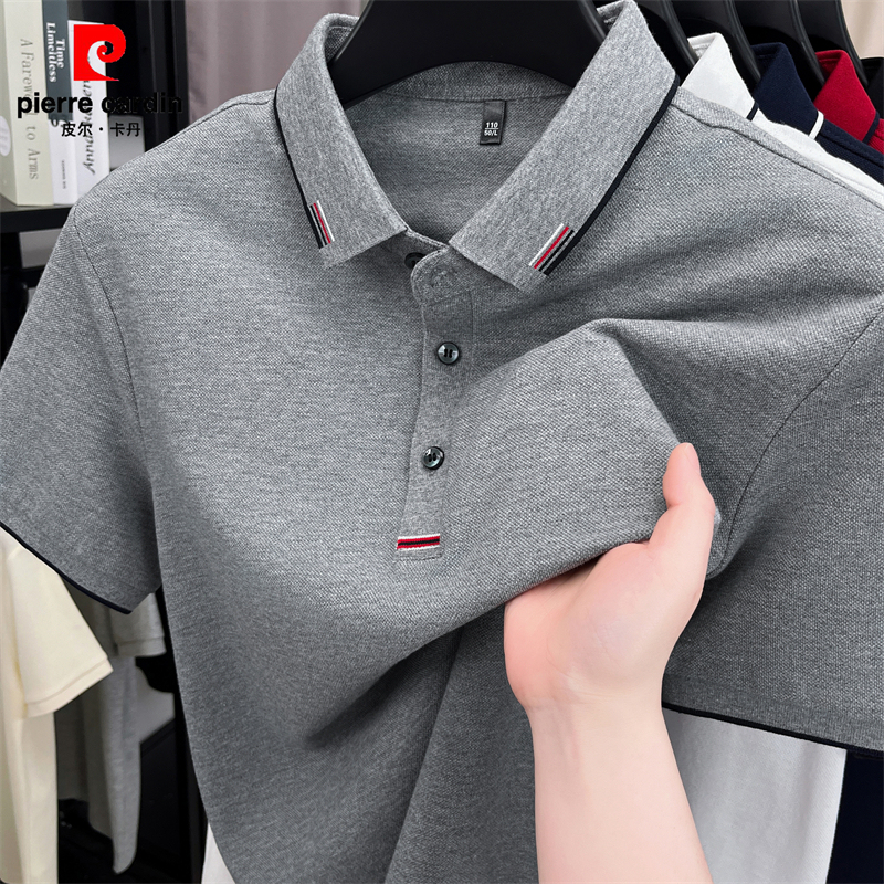 [100% Cotton] Pierre Cardin Pure Cotton Short-Sleeved T-Shirt Men's Polo Shirt Lapel Summer 2025 New T-Shirt