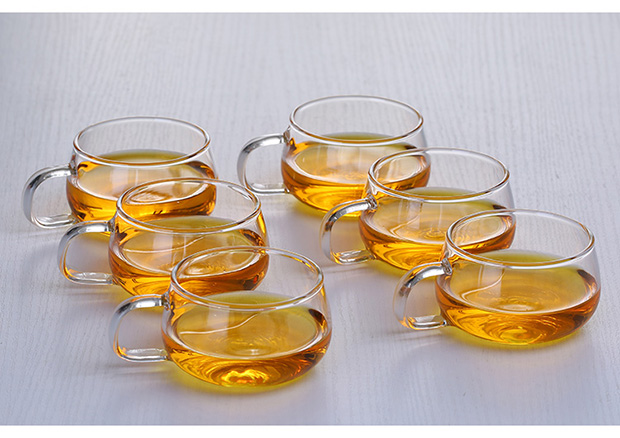 Ly cà phê nước ép thủy tinh chịu nhiệt dày Vành đai trong suốt cộng với chiếc đĩa nhỏ tách trà Kung Fu bộ tách nước nhỏ cốc cafe giữ nhiệt