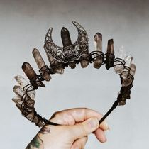 (Power of Corruption) Dark Gothic Witch Forest Elf Brown Natural Crystal Hand-wrapped Headband Hair