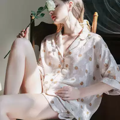 French style ~ jacquard tassel simple elegant Ice Silk ~ pajamas Women summer short sleeve thin home suit