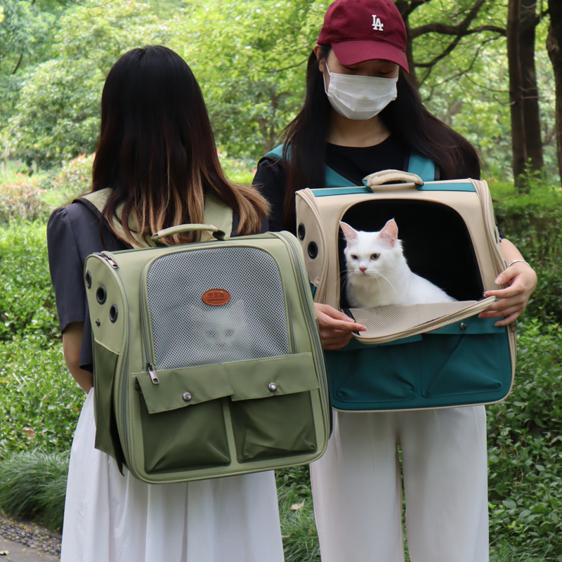 猫バッグバックパック、猫外出ポータブルバックパック、猫ペットバッグ、大型スクールバッグ、キャンバスサマーウェア、犬通気性バッグ