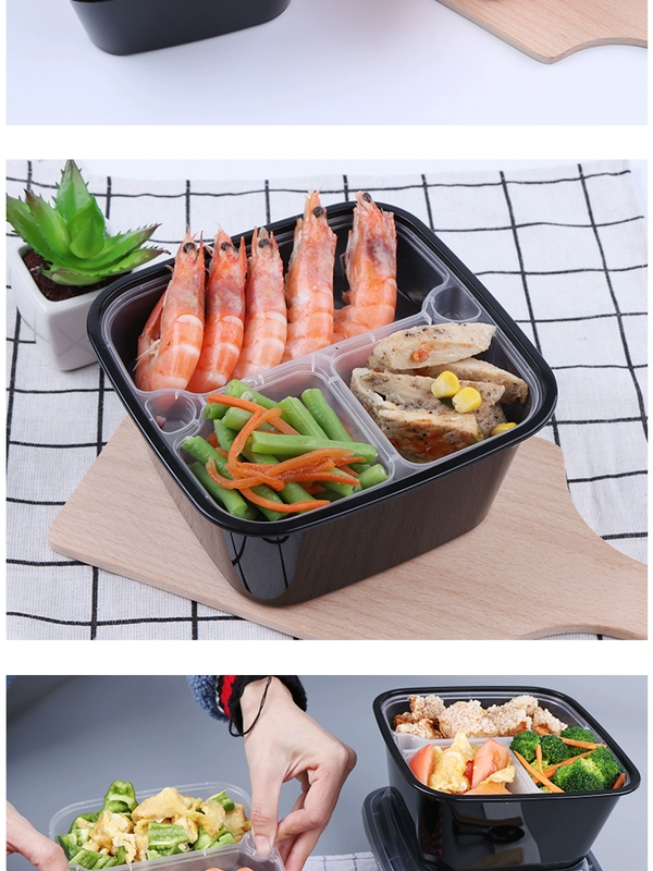 Huisheng hộp đóng gói một lần takeaway hộp thức ăn nhanh nướng đôi thịt lợn hộp ăn trưa vuông 300 bộ hộp ăn trưa cao cấp - Hộp cơm điện sưởi ấm hộp cơm hấp điện