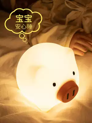 Pig silicone night light charging home Pat with sleep night light energy saving lamp female cute little pig long battery life