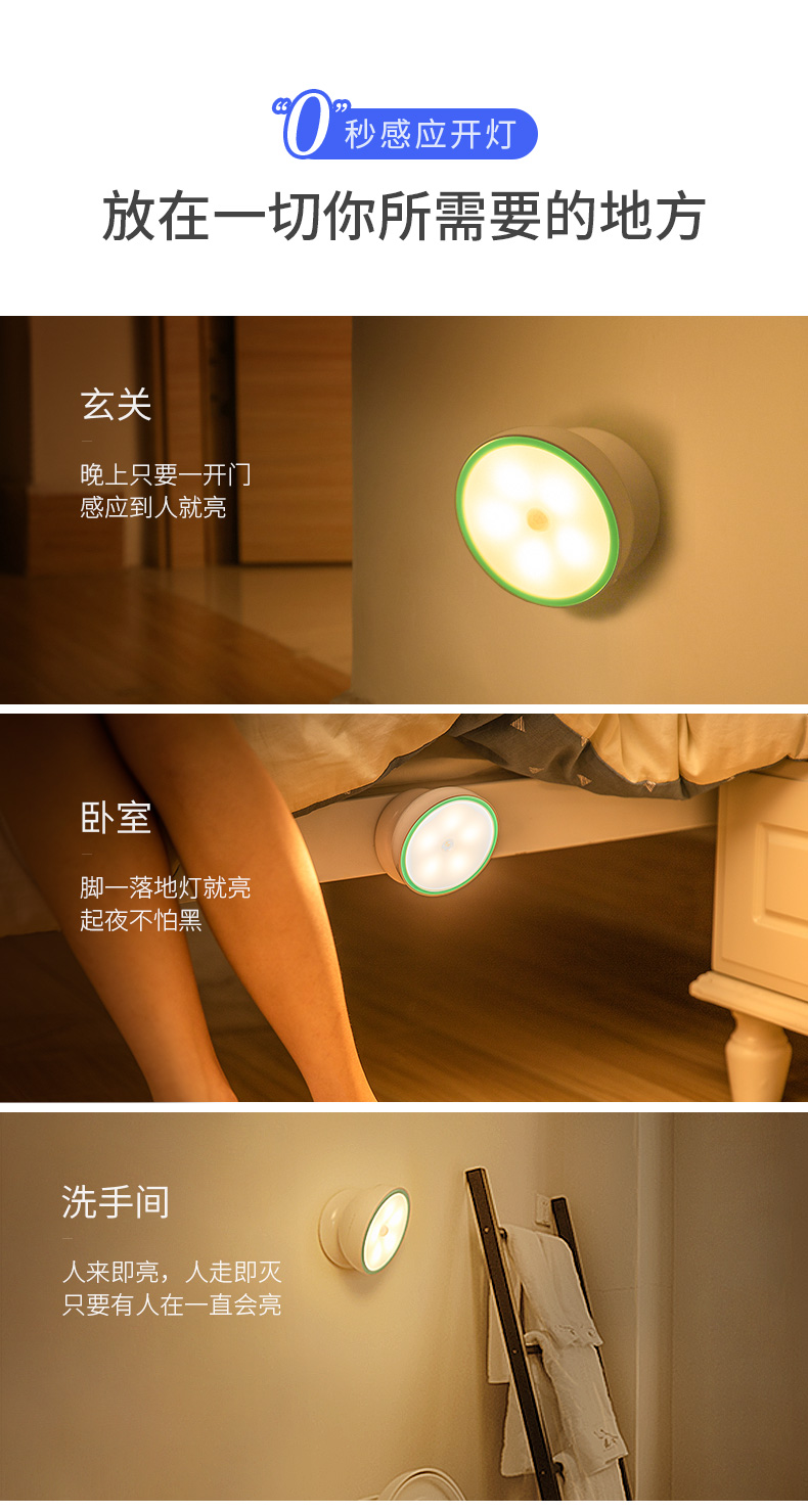 Thông minh cơ thể con người cảm ứng tự động ánh sáng ban đêm mô hình pin sạc kích hoạt bằng giọng nói hành lang cầu thang lối đi hành lang đèn tường không dây