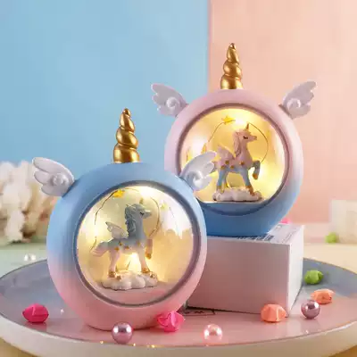 Unicorn night light girl dormitory girl heart small ornaments accessories ins creative cute girl birthday gift