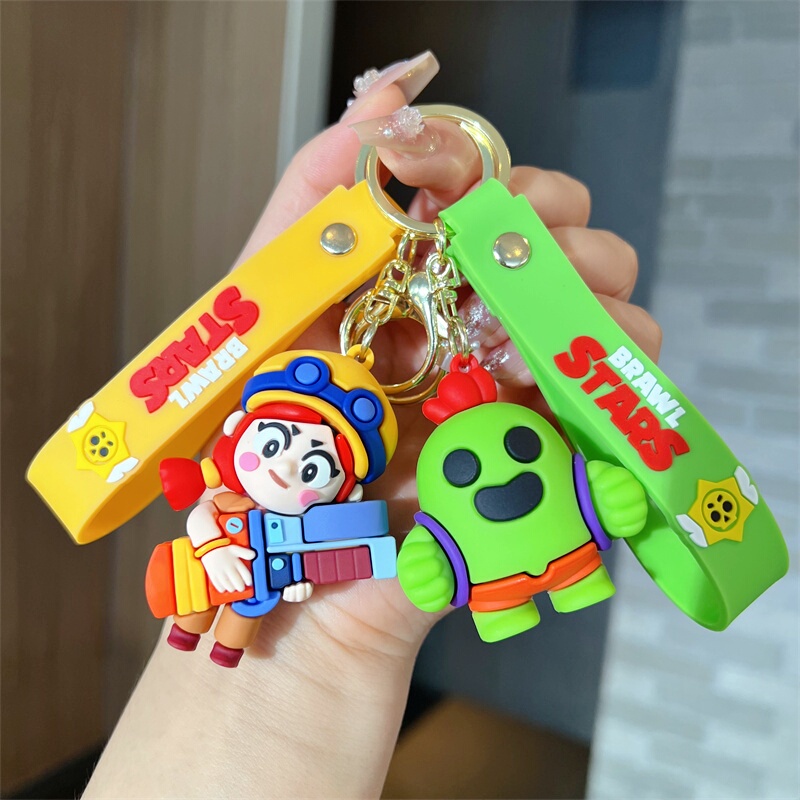 Creative Cartoon Mobile Game Brawl Stars 3D Doll Keychain Pendant Bag Car Keychain Accessories Wholesale