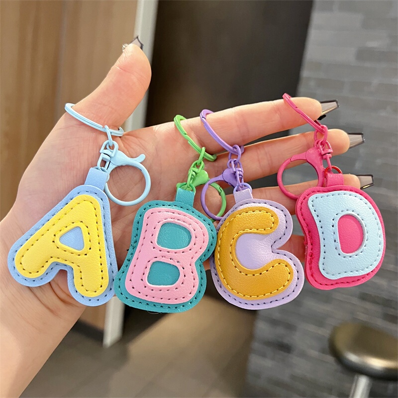 Creative Leather English Alphabet Keychain Dopamine Colorful Pu 26 Letter Keychain Unisex Bag Accessories Creative Leather English Alphabet Keychain Dopamine Colorful Pu 26 Letter Keychain Unisex Bag Accessories