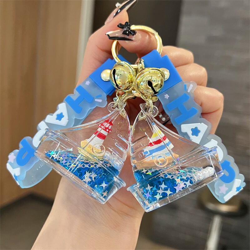 Acrylic Oil-Infused Sailboat Lighthouse Quicksand Bottle Keychain Cute Ship Swimming Ring Smooth Sailing Keychain Gift Acrylic Oil-Infused Sailboat Lighthouse Quicksand Bottle Keychain Cute Ship Swimming Ring Smooth Sailing Keychain Gift