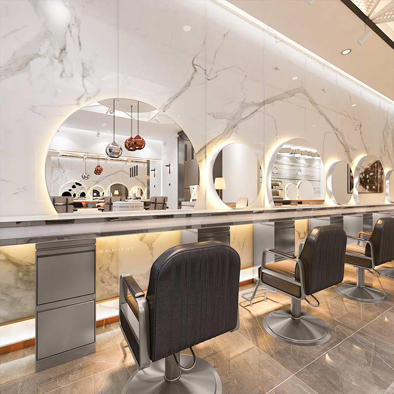 Net Red Hair Salon Special Hairdressingshop Single-sided Wall-mounted Wall Mirror Wall-mounted with LED Touch Beauty Hair Shop Tidal-Mirror Table