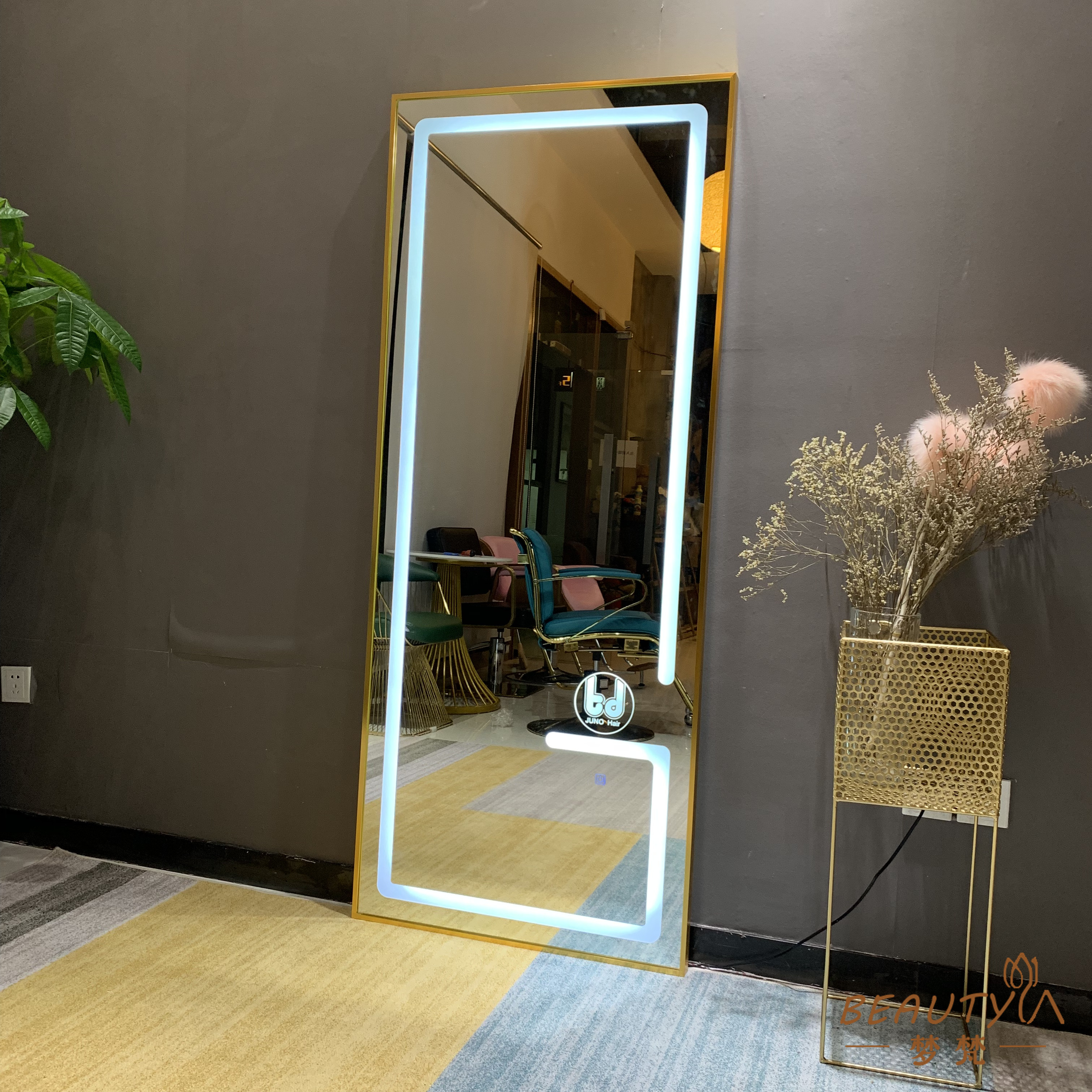 Net Red Beauty Hair Shop Mirror Desk Brief Cut Hair Single-sided Mirror Hairdresse Shop Mirror Desk Hair Salon Special Floor Mirror Tide Store