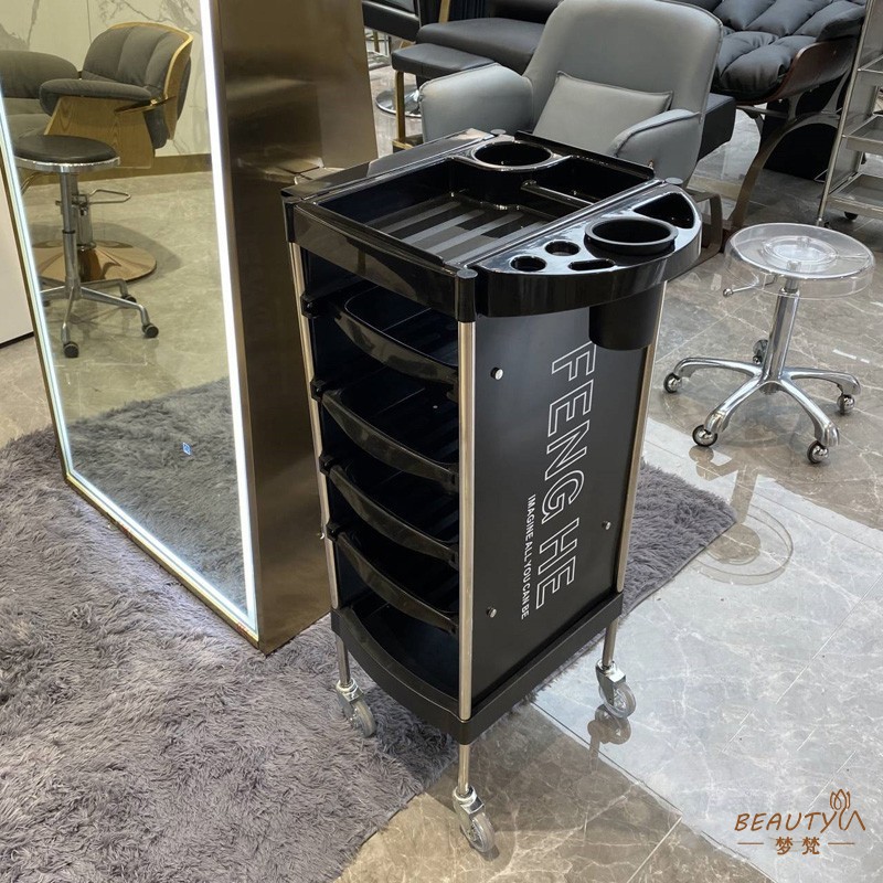 Beauty Hair Shop Cart Hair Salon Tool Car Beauty Pushcart Hairdresser Bronzed Hair Stylist Barber Multifunction Tool Cabinet