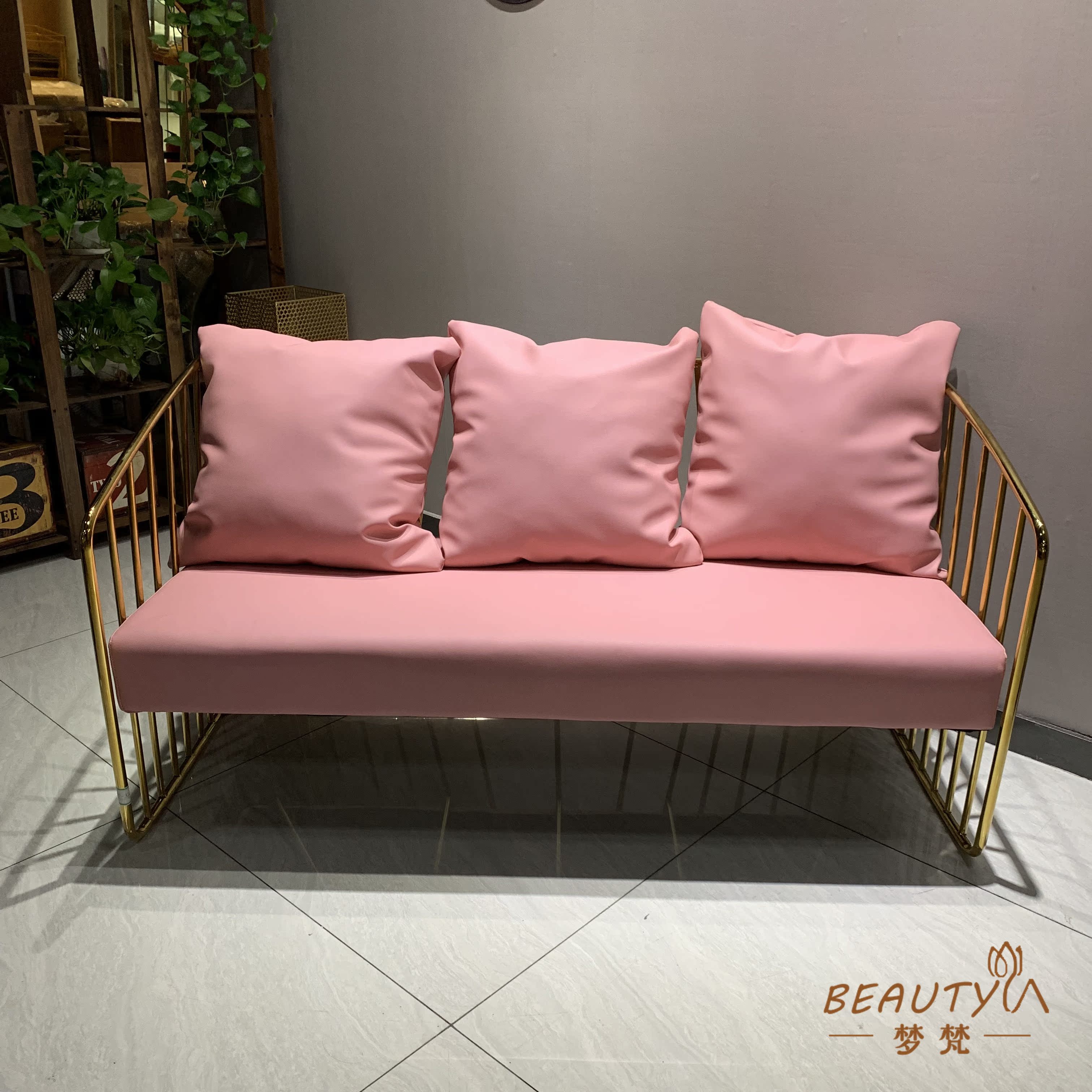 Net Red Lihe Shop Sofa Waiting Chair Iron Fashion Hairdresser Hair Salon Special Beauty Salon Waiting Sofa Tide