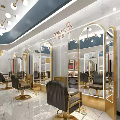 Hair salon hair cutting mirror table Net celebrity high-end tri-stack mirror hair salon floor-to-ceiling double-sided mirror Hair salon special hair mirror