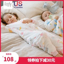 ilody baby sleeping bag split legs toddler baby spring and autumn and summer thin four seasons universal pure cotton children anti-kick quilt