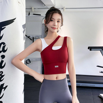 Sportswear womens gym special yoga clothes mesh red bursting cover free from wearing bra high face value fairy-style suit