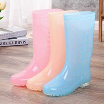 Rain Shoes Womens Middle Cylinder Jelly Color Rain Boots Summer Waterproof Shoes Women Style Work Shoes High Cylinder Adult Rubber Shoes Non-slip