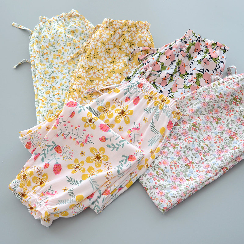 Anti-mosquito pants young children Chopped Flowers Female Treasure Summer Men's Treasure Summer Size Roll Lantern Baby Boy One Year Old Female Baby Super Slim children