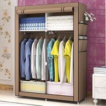 Simple cloth wardrobe full steel frame plus coarse thickened rental house small wardrobe ground floor with small folding bookcase clothes cabinet