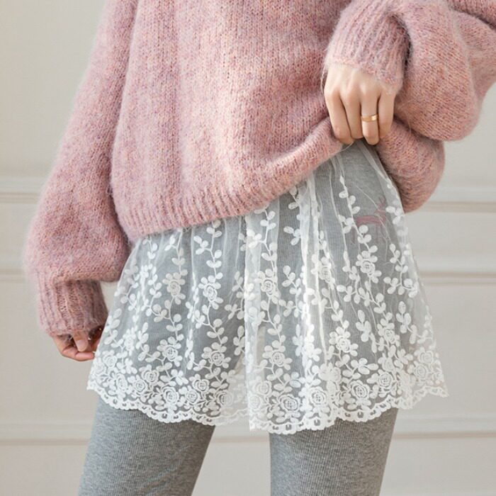 Lace Fart Curtain Fat Mm Lining Dress Lengthened Downswing Vee Dress Hem Large Size Underskirt Pants Stack Wearing God to Cover Hip