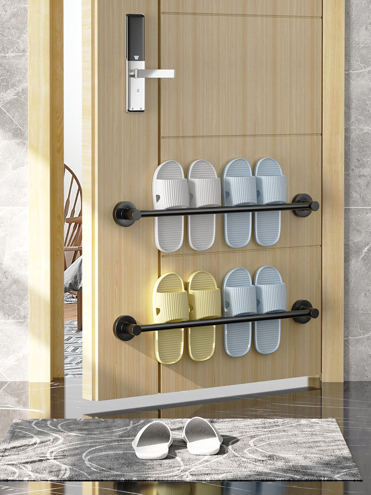 Bathroom Bathroom Makeup room Put cool slippers rack in front of door Shoe holding the door wall-mounted province space on the door of the deity