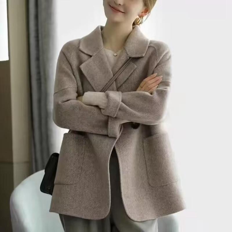 2026 Autumn and Winter New Fashion High-End Herringbone Wool Cardigan Coat Women's Casual High-End Woolen Jacket Trendy