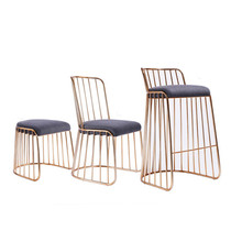 Nordic simple modern gold wrought iron dining chair Leisure chair Restaurant chair Cafe bar bar chair Creative chair