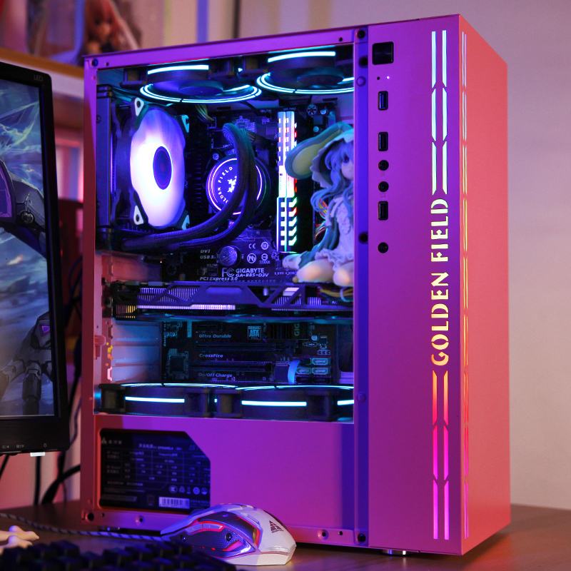 Jinhe Tian Ice Soul Blue computer case Desktop tempered glass diy water-cooled game pink host empty box atx