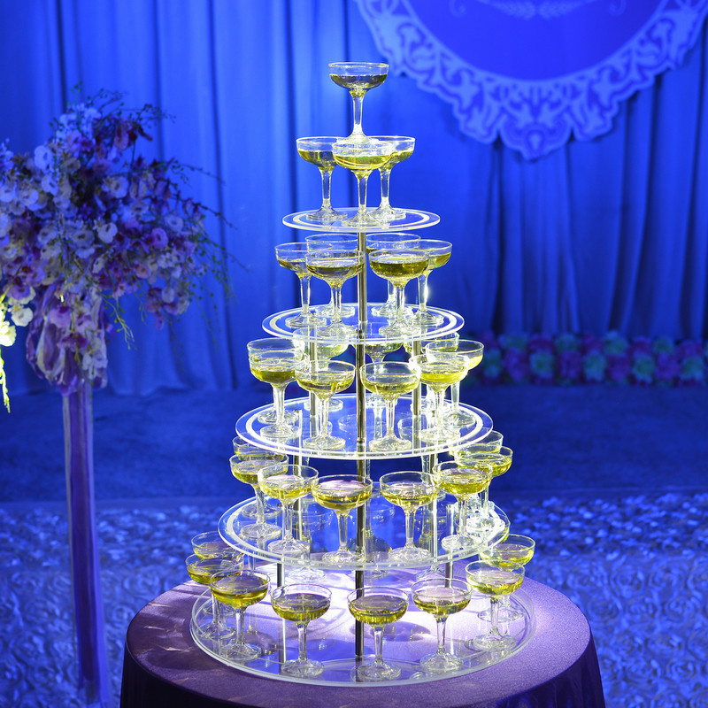  Opening Ceremony Wedding Decoration Acrylic Five-Layer Round Champagne Tower Glass Holder New Wedding Champagne Tower