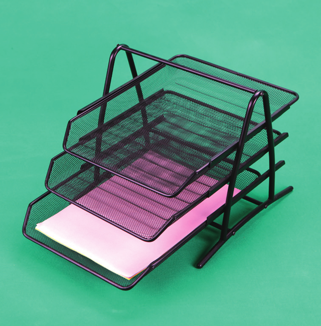 9181 three-layer metal iron mesh document holder disc information basket containing layer frame composition bar basket finishing table top black
