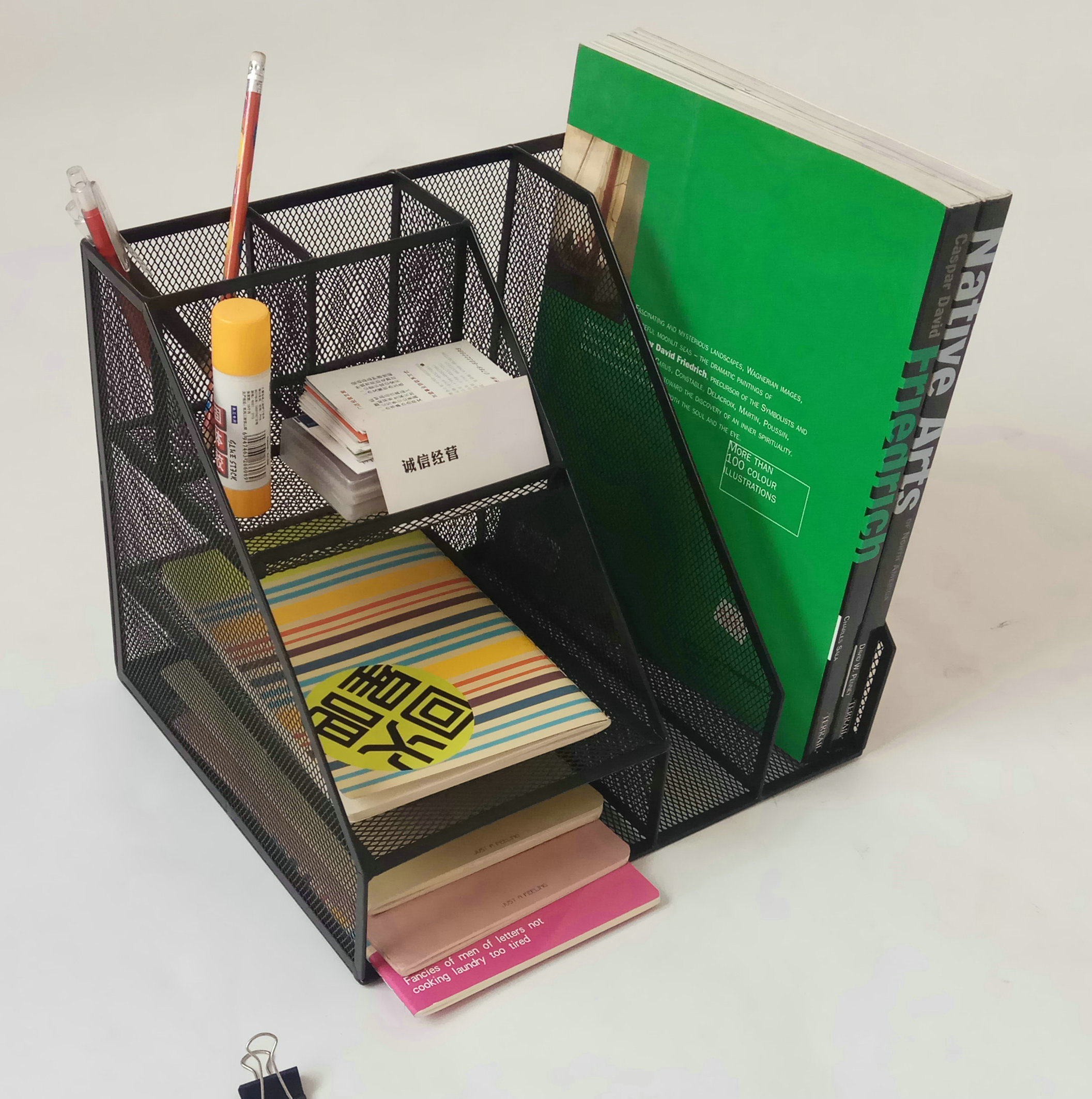 79075 multifunction metal iron art net file box information frame basket office desktop containing layer frame black
