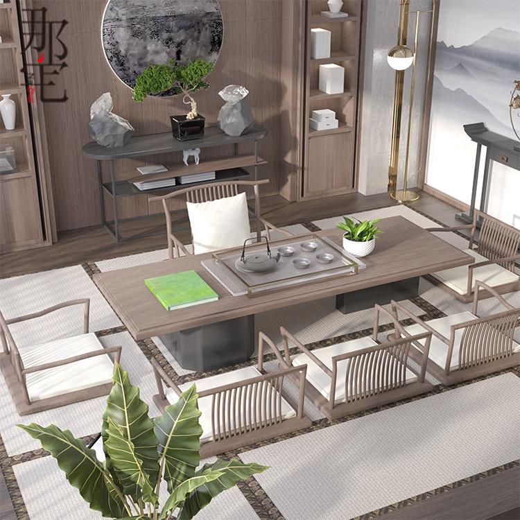 New Chinese-style modern minimalist tea table and chair combination tea table tea table tatami light luxury solid wood Zen furniture custom made