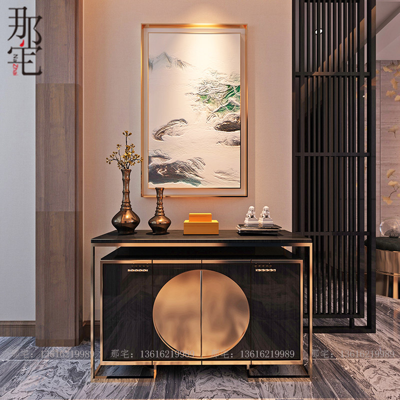 New Chinese style sideboard porch cabinet shoe cabinet modern Chinese style living room complete solid wood decorative cabinet light luxury furniture customization