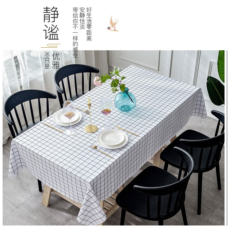 Rectangular Cloth Art Simple Fresh Art Table Waterproof Printed Iota Garden Square Lattice Tea Table Cloth