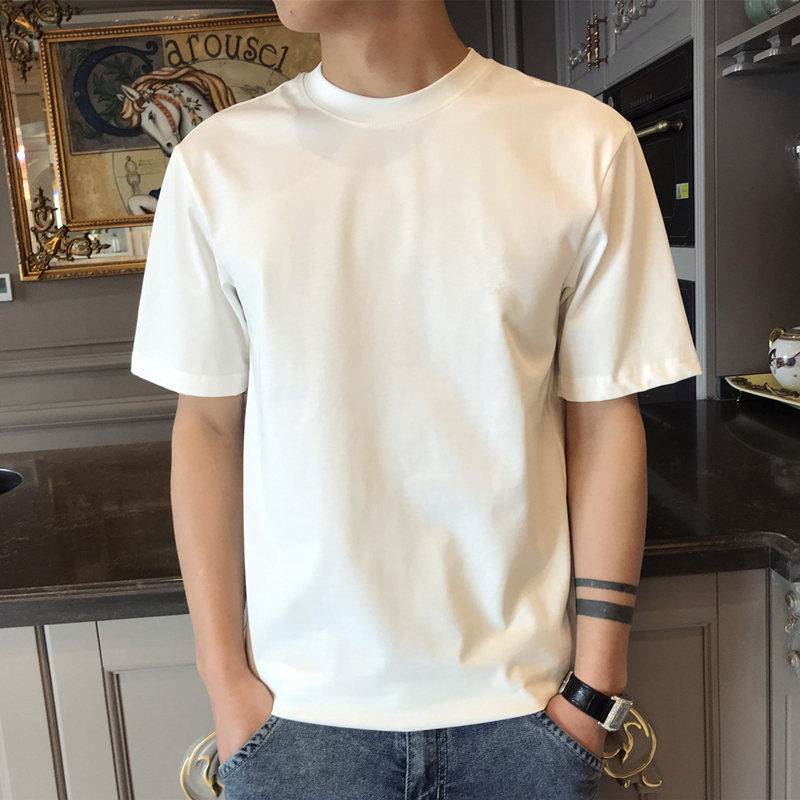 Lx Solid Color 100% Cotton 260g Summer Pure Cotton Short-Sleeve T-Shirt Simple Men's Base Shirt White Inner Wear Lx Solid Color 100% Cotton 260g Summer Pure Cotton Short-Sleeve T-Shirt Simple Men's Base Shirt White Inner Wear