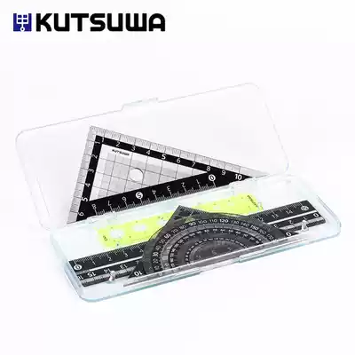 Japanese imported student ruler ruler triangle ruler triangle ruler protractor mini five-piece set black non-slip design