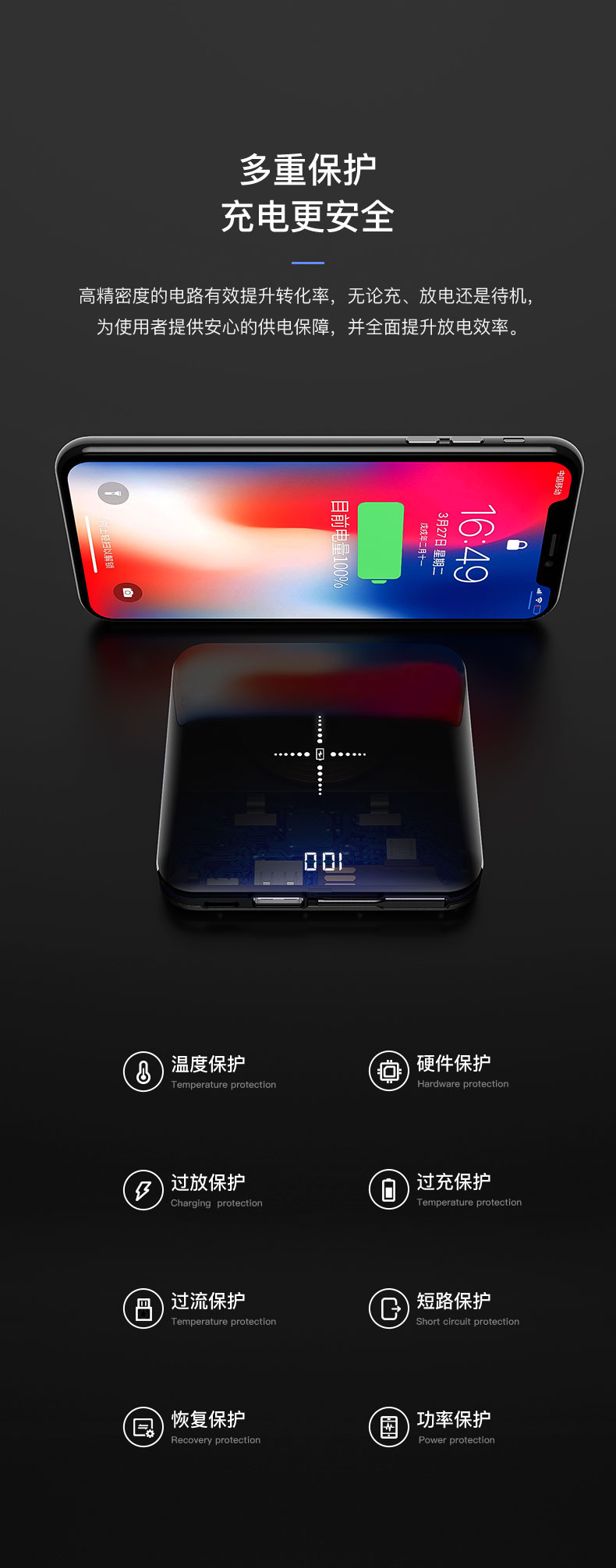 Nam NIENKA không dây sạc Po nhỏ mỏng dung lượng cao điện thoại di động nhanh phí phí ​​đèn flash của Apple Andrews - Ngân hàng điện thoại di động pin dự phòng sạc nhanh