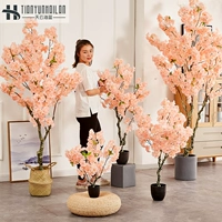 Симуляция сакура дерево живая комната в помещении гостиной земли для украшения зеленого посадки в горшках поддельные цветочные украшения