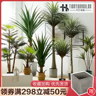 Large Nordic simulation plant fake potted dragon blood iron tree ornaments green plant indoor living room floor decoration anchovy