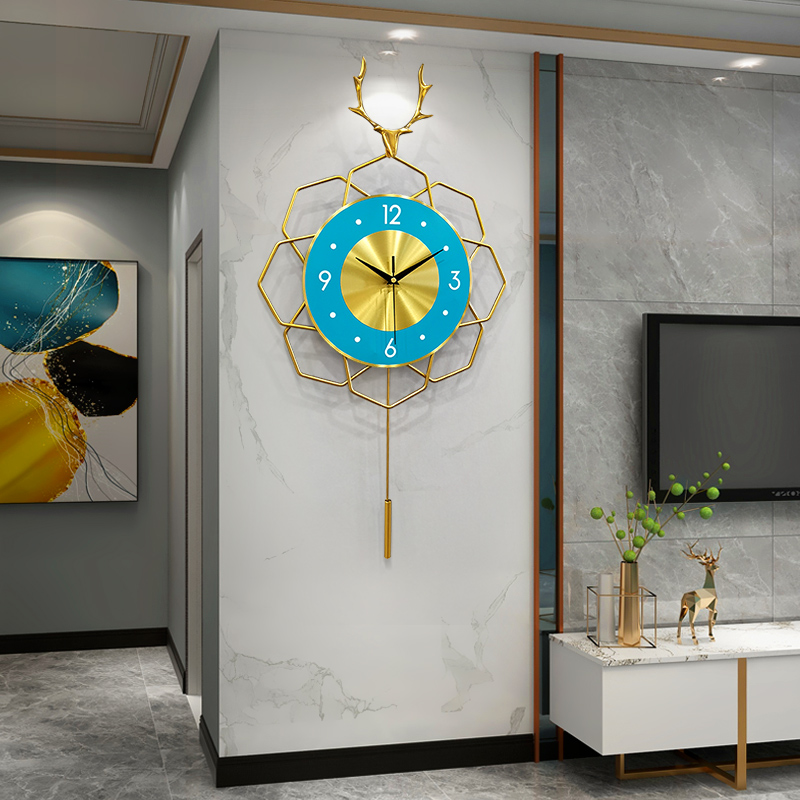 Light luxury living room deer head home wall clock Simple modern atmosphere Nordic watch personality creative fashion wall ornaments