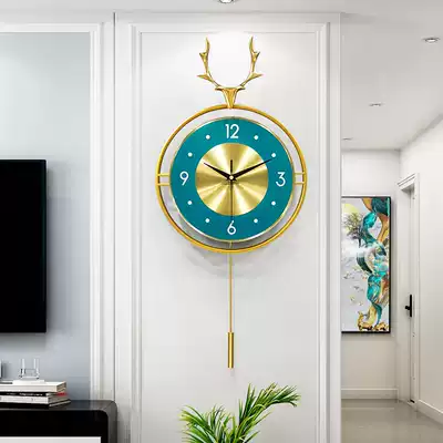 Deer head wall clock living room clock modern creative home fashion light luxury hanging watch mute simple personality decorative clock
