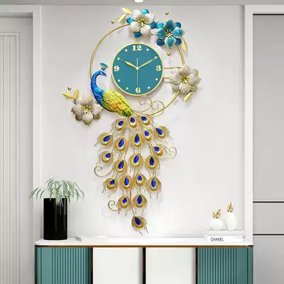 Peacock wall clock living room home fashion modern decorative hanging watch simple light luxury quartz clock hanging wall Net red clock