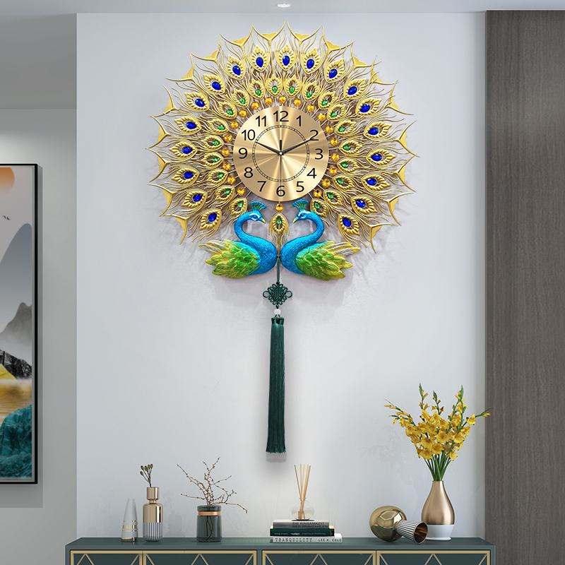 Peacock Watch Clock Living Room Household Restaurant Personal Creative Artist Use Fashion European Light Luxury Silent Clock