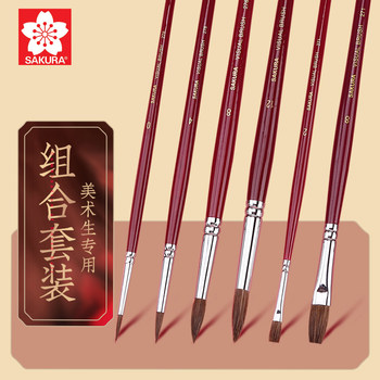 Japanese Cherry Blossom Watercolor Brush Set for Art Students, Watercolor Brushes, Oil Painting Brushes, Flat Brushes, Fan Brushes, Paint Brushes, Complete Set of Color Paint Brushes, Acrylic Painting Professional Round and Flat Brushes