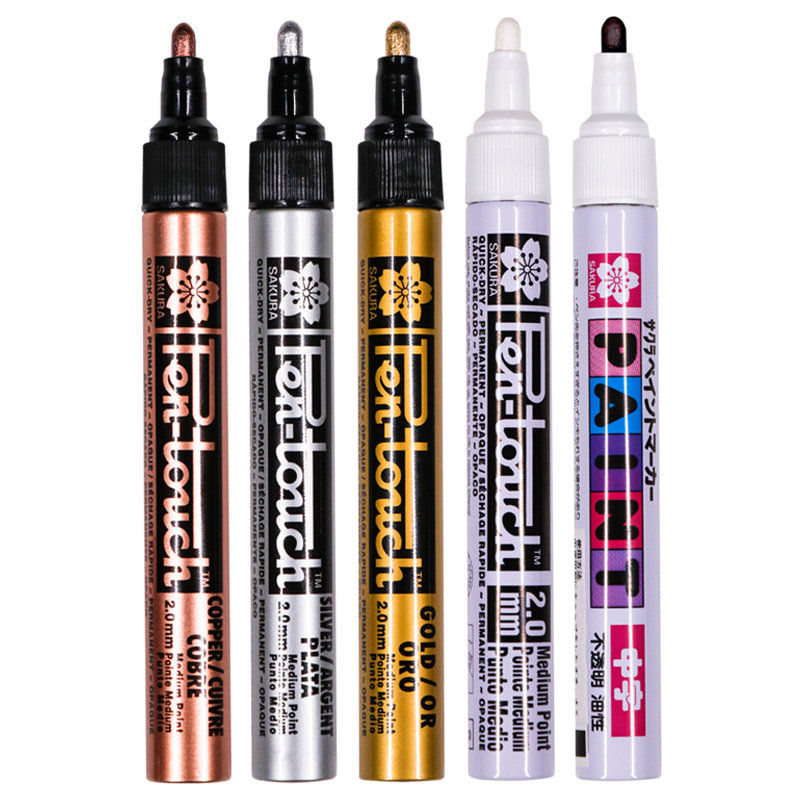 Cherry blossom paint pen oily non-fading tire pen white waterproof metal chrome-plated silver marker pen Gold diy hand-painted photo album greeting card furniture mold decoration repair drawing color marker pen