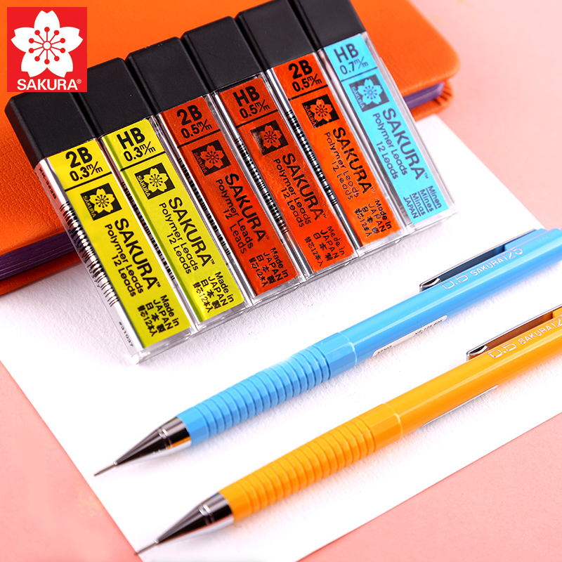 Japan imported anti-break automatic pencil lead 0 7 cherry blossom lead 0 3 activity pencil lead 0 5 primary school students are not easy to break hb 2b 2h B replace lead than core black 2 than pencil lead 0
