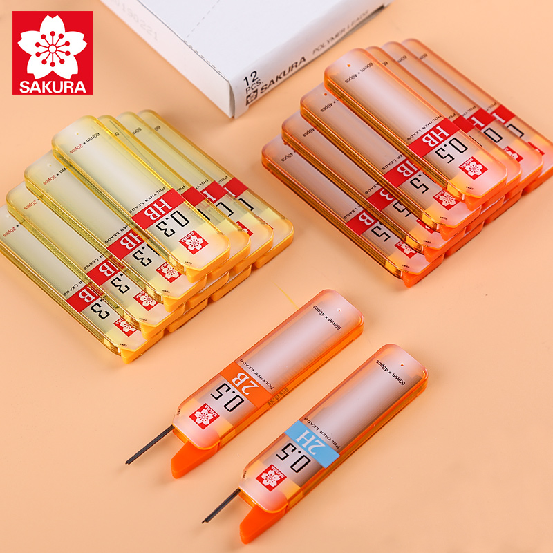 Japan Sakura Lead Core 0.3 Automatic Pencil Lead 0.7 Refill 0.9mmHB Automatic Lead 2 to 0.5 Replacement Heart 2b Elementary School Students Learning Stationery Supplies Prime Drawing Special Difficult to Write Broken Lead