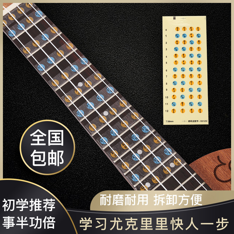 Ukulele special fingerboard stickers for beginners entry scale sound name stickers roll-name notation for self-study