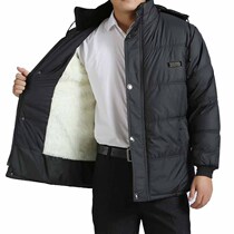 Middle-aged mens cotton-padded clothes winter thick plus velvet thickening the old man grandpa dad cotton-padded jacket plus fertilizer to increase cap