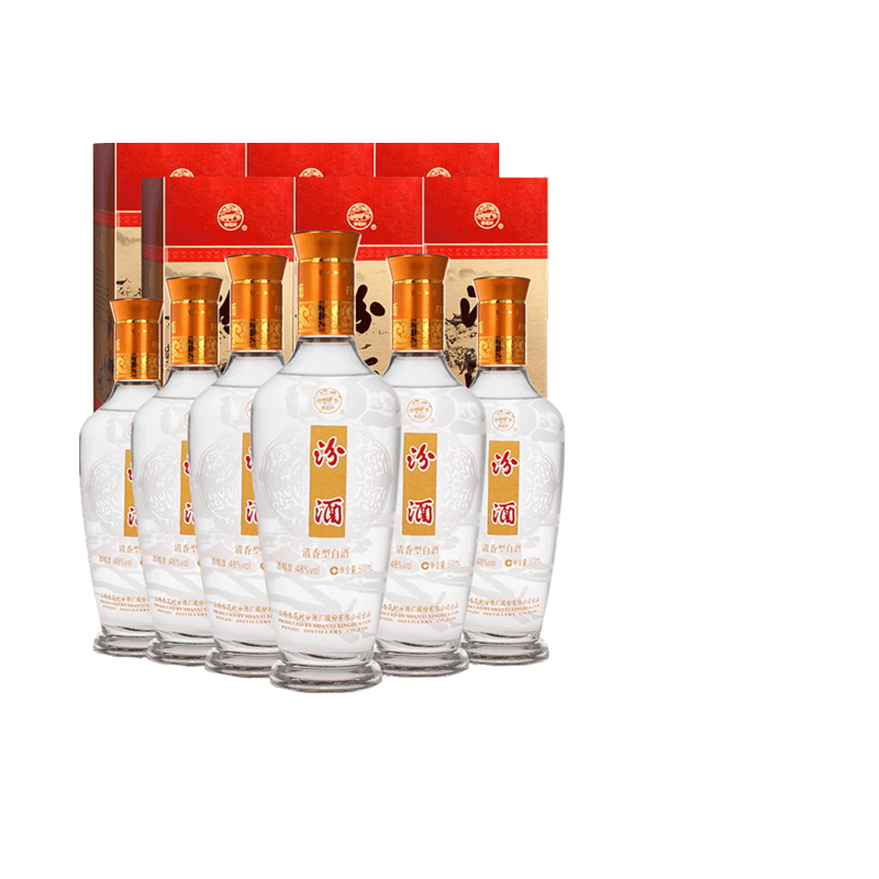 汾酒48度出口礼盒装玻璃瓶500ml*6瓶整箱国产山西特产清香型白酒评价